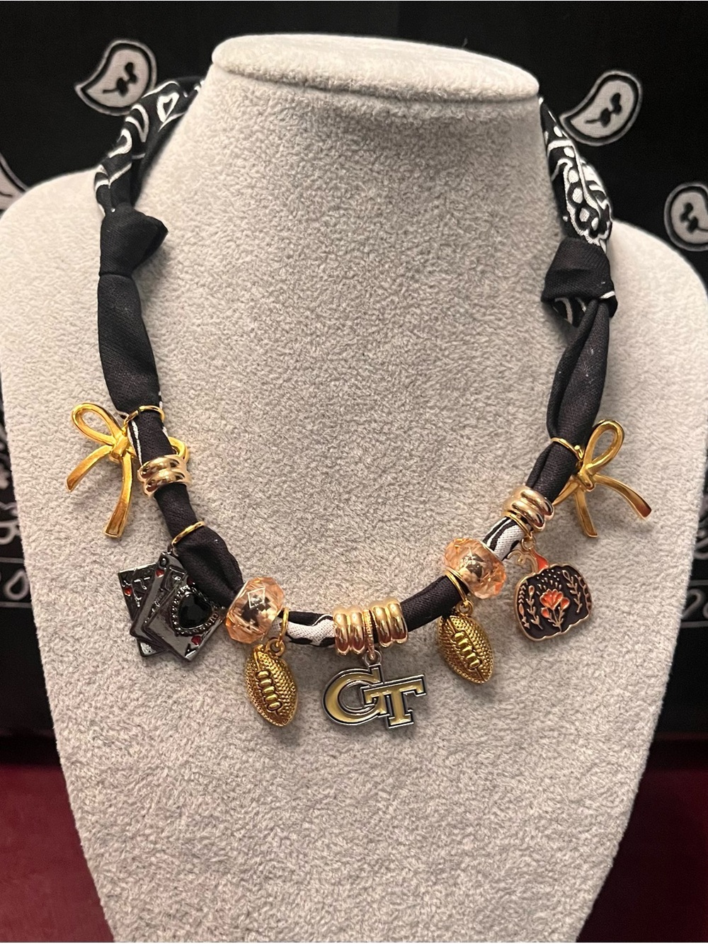 Georgia Tech Yellow Jacket Bandana Charm Necklace, 29”